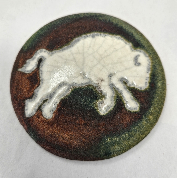 J. Diller Raku Pottery Trinket Holder or Decoration Glazed Crackle Buffalo Top - Picture 12 of 12